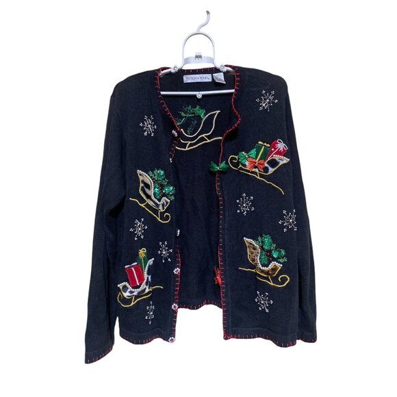 Victoria Jones Sweaters - Victoria Jones Christmas Sweater Size Medium Button Up Cardigan